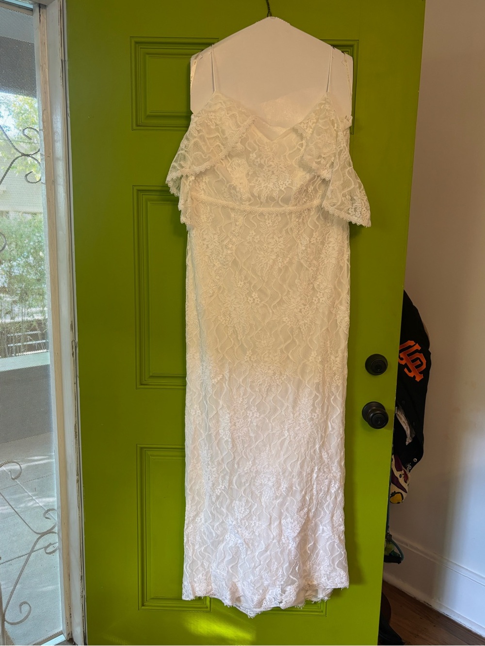 White Lace Off-Shoulder Maxi Wedding Dress
